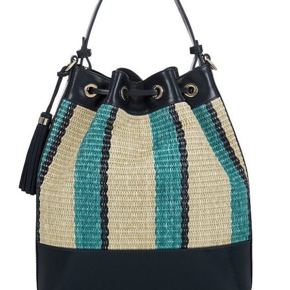 BRAHMIN
Anguilla Collection Marlowe Striped Drawstring Straw Bucket Shoulder Bag - Picture 8 of 13